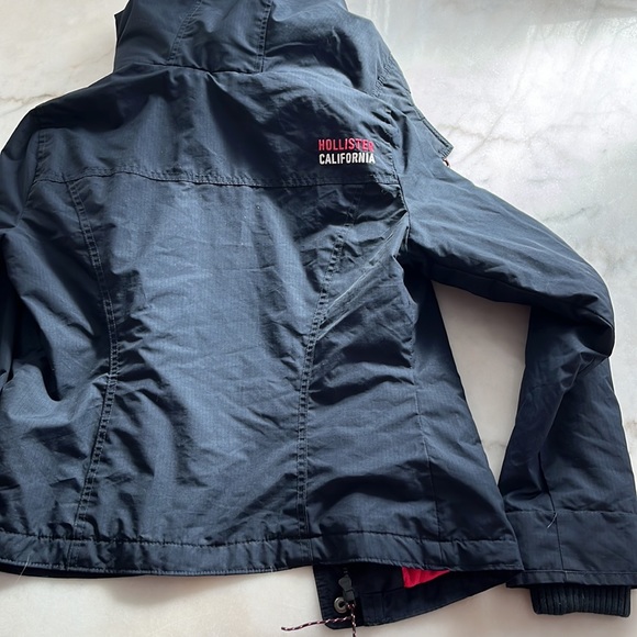 HOLLISTER CALIFORNIA all-weather jacket navy Sz M pink logo - Picture 10 of 14